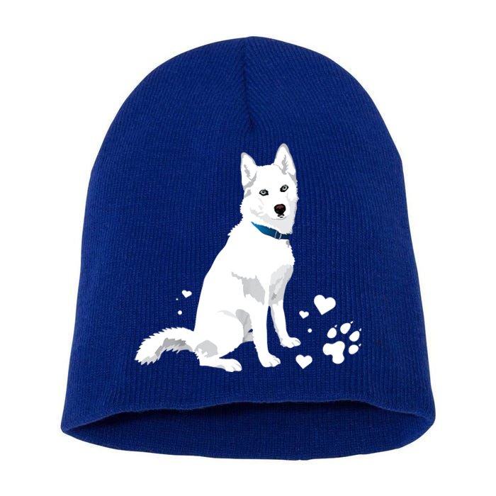 Funny Cute White Siberian Husky Gift Sweet White Snow Dog Gift Short Acrylic Beanie