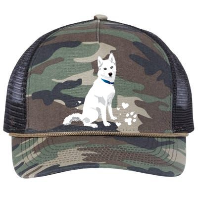 Funny Cute White Siberian Husky Gift Sweet White Snow Dog Gift Retro Rope Trucker Hat Cap