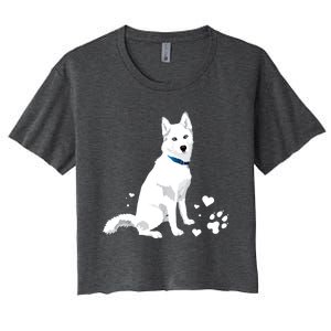 Funny Cute White Siberian Husky Gift Sweet White Snow Dog Gift Women's Crop Top Tee