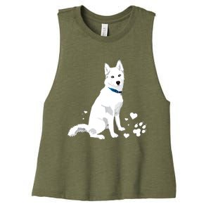 Funny Cute White Siberian Husky Gift Sweet White Snow Dog Gift Women's Racerback Cropped Tank