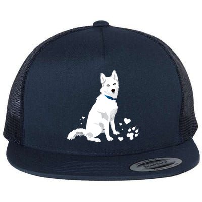 Funny Cute White Siberian Husky Gift Sweet White Snow Dog Gift Flat Bill Trucker Hat