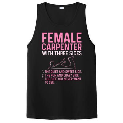 Female Carpenter With Three Sides Wo Woodworker Mother PosiCharge Competitor Tank