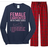 Female Carpenter With Three Sides Wo Woodworker Mother Long Sleeve Pajama Set