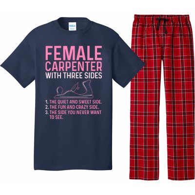 Female Carpenter With Three Sides Wo Woodworker Mother Pajama Set