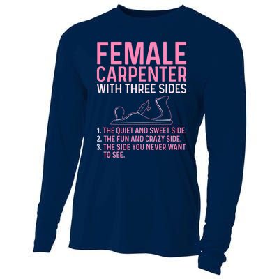 Female Carpenter With Three Sides Wo Woodworker Mother Cooling Performance Long Sleeve Crew