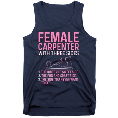 Female Carpenter With Three Sides Wo Woodworker Mother Tank Top