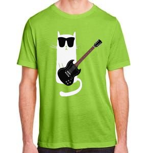 Funny Cat Wearing Sunglasses Playing Electric Guitar Adult ChromaSoft Performance T-Shirt