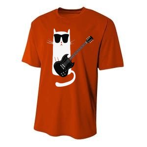 Funny Cat Wearing Sunglasses Playing Electric Guitar Performance Sprint T-Shirt