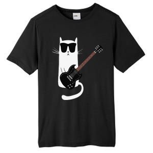 Funny Cat Wearing Sunglasses Playing Electric Guitar Tall Fusion ChromaSoft Performance T-Shirt