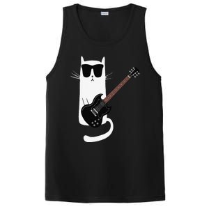 Funny Cat Wearing Sunglasses Playing Electric Guitar PosiCharge Competitor Tank