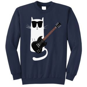 Funny Cat Wearing Sunglasses Playing Electric Guitar Sweatshirt