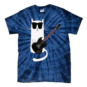 Funny Cat Wearing Sunglasses Playing Electric Guitar Tie-Dye T-Shirt