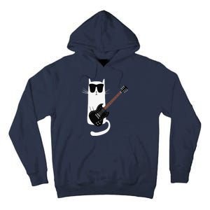 Funny Cat Wearing Sunglasses Playing Electric Guitar Tall Hoodie