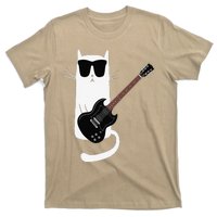 Funny Cat Wearing Sunglasses Playing Electric Guitar T-Shirt