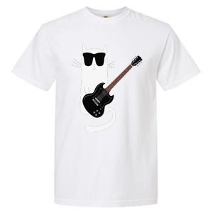 Funny Cat Wearing Sunglasses Playing Electric Guitar Garment-Dyed Heavyweight T-Shirt