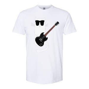 Funny Cat Wearing Sunglasses Playing Electric Guitar Softstyle CVC T-Shirt