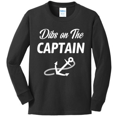 Funny Captain Wife Dibs On The Captain Kids Long Sleeve Shirt