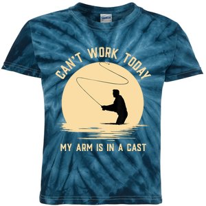 Funny Can't Work Today My Arm Is In A Cast Shirt Funny Fly Fishing Meme Shirt Kids Tie-Dye T-Shirt