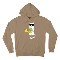 Funny Cat Wearing Sunglasses Playing French Horn Hoodie