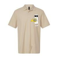 Funny Cat Wearing Sunglasses Playing French Horn Softstyle Adult Sport Polo