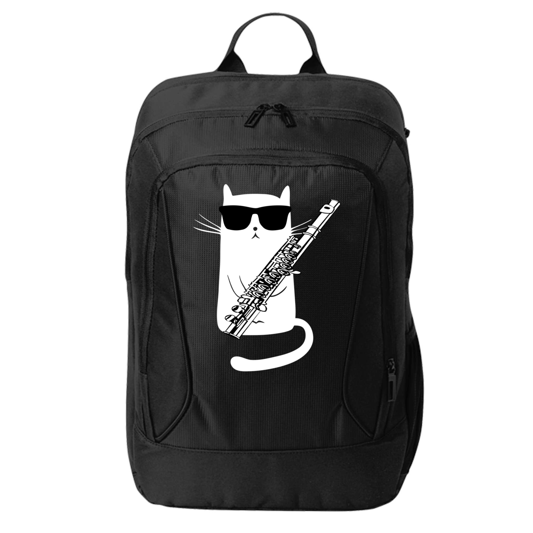 Funny Cat Wearing Sunglasses Playing Flute Great Gift City Backpack