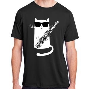 Funny Cat Wearing Sunglasses Playing Flute Great Gift Adult ChromaSoft Performance T-Shirt