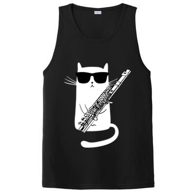Funny Cat Wearing Sunglasses Playing Flute Great Gift PosiCharge Competitor Tank
