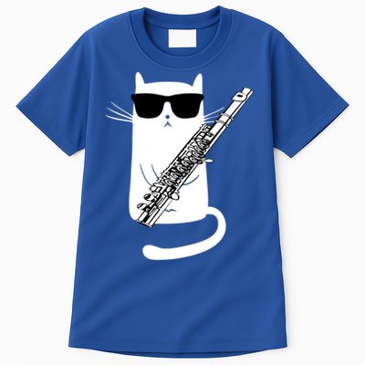 Funny Cat Wearing Sunglasses Playing Flute Great Gift Tall T-Shirt