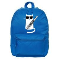 Funny Cat Wearing Sunglasses Playing Flute Great Gift 16 in Basic Backpack