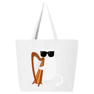 Funny Cat Wearing Sunglasses Playing Harp Harpist Musician 25L Jumbo Tote