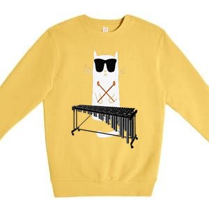 Funny Cat Wearing Sunglasses Playing Marimba Premium Crewneck Sweatshirt