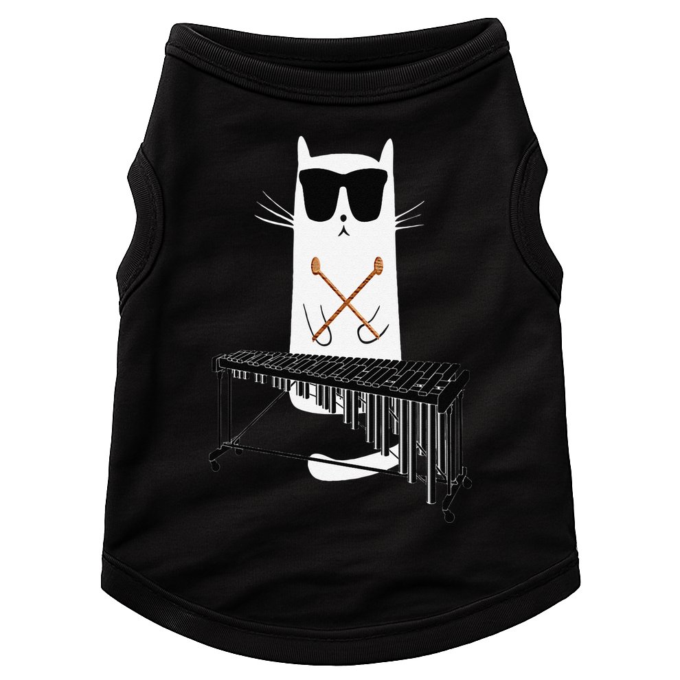 Funny Cat Wearing Sunglasses Playing Marimba Doggie Tank