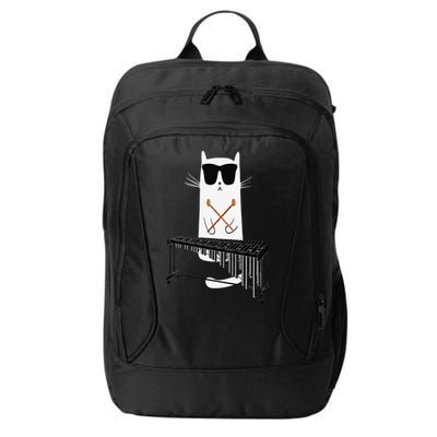 Funny Cat Wearing Sunglasses Playing Marimba City Backpack