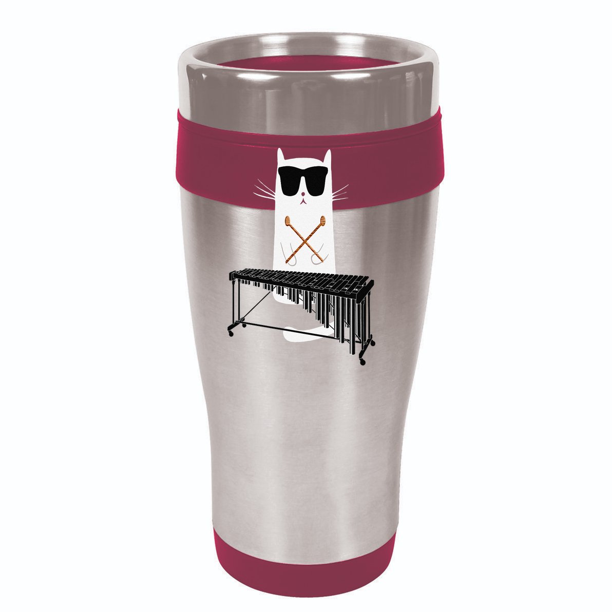 Funny Cat Wearing Sunglasses Playing Marimba Sustainable Bucket Hat
