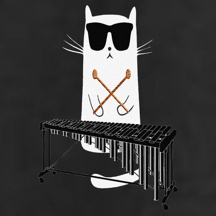 Funny Cat Wearing Sunglasses Playing Marimba Adult Drive Performance Visor