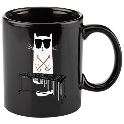 Funny Cat Wearing Sunglasses Playing Marimba 11oz C Handle Ceramic Mug