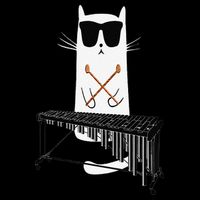 Funny Cat Wearing Sunglasses Playing Marimba Flat Bill Trucker Hat