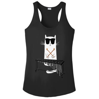 Funny Cat Wearing Sunglasses Playing Marimba Ladies PosiCharge Competitor Racerback Tank