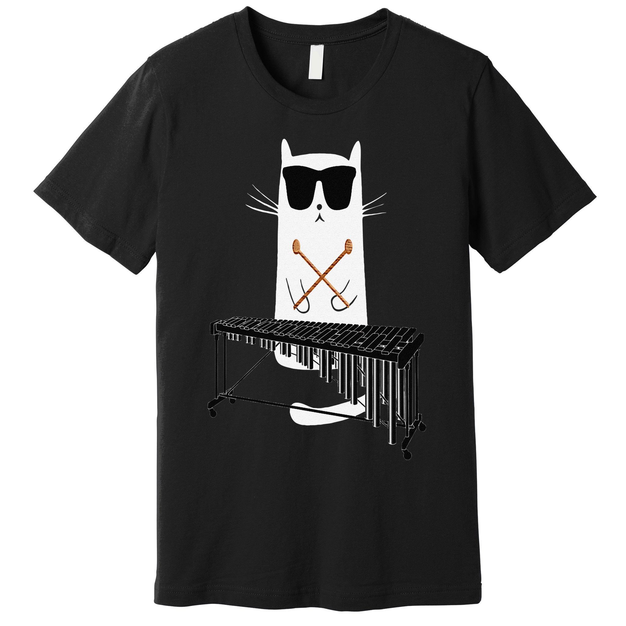 Funny Cat Wearing Sunglasses Playing Marimba Premium T-Shirt