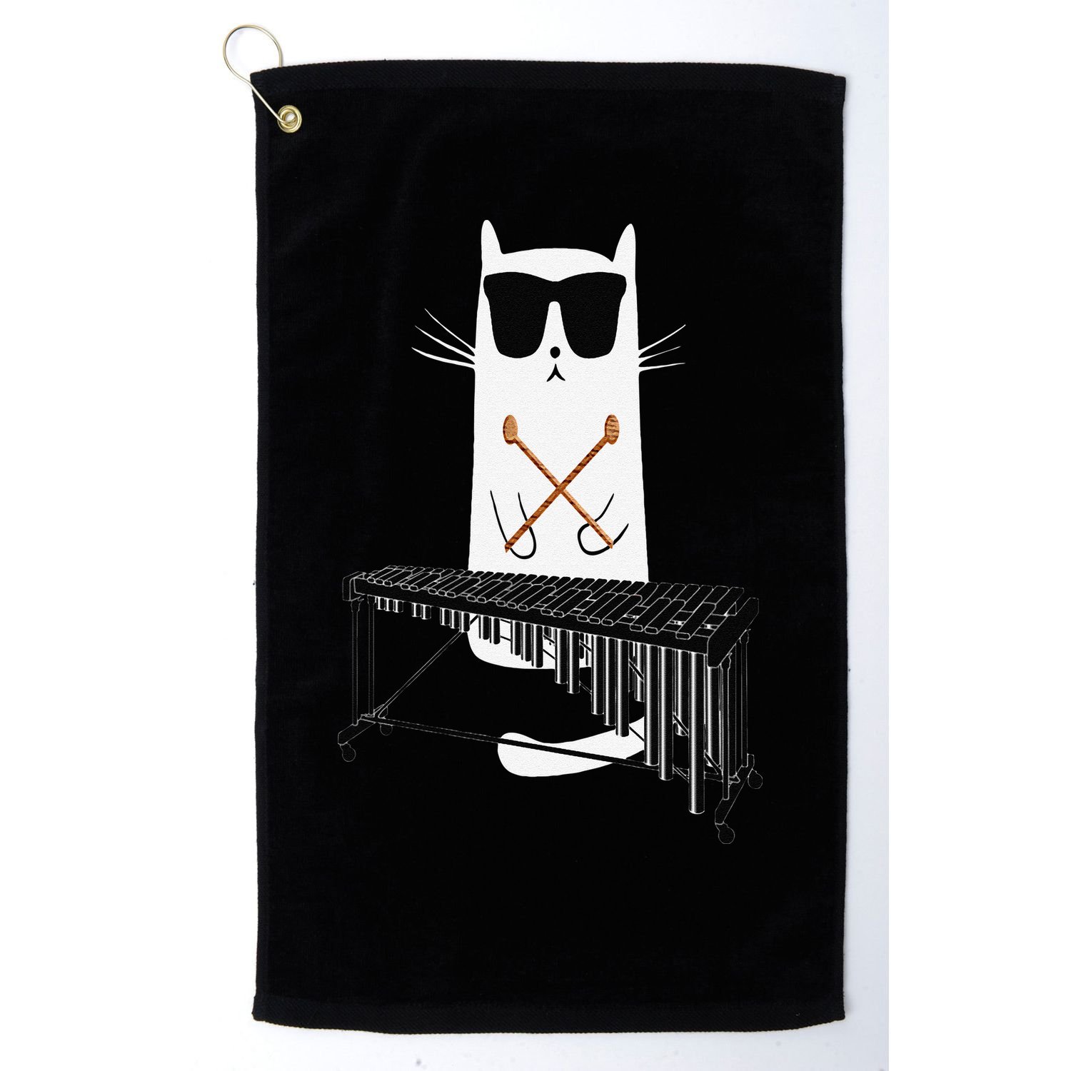 Funny Cat Wearing Sunglasses Playing Marimba Golf Towel