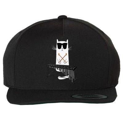 Funny Cat Wearing Sunglasses Playing Marimba Wool Snapback Cap