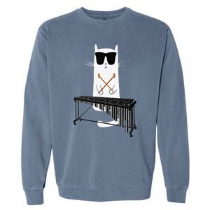 Funny Cat Wearing Sunglasses Playing Marimba Garment-Dyed Sweatshirt