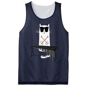 Funny Cat Wearing Sunglasses Playing Marimba Mesh Reversible Basketball Jersey Tank