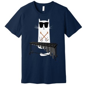 Funny Cat Wearing Sunglasses Playing Marimba Premium T-Shirt