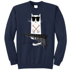 Funny Cat Wearing Sunglasses Playing Marimba Tall Sweatshirt