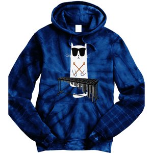 Funny Cat Wearing Sunglasses Playing Marimba Tie Dye Hoodie