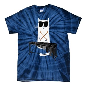 Funny Cat Wearing Sunglasses Playing Marimba Tie-Dye T-Shirt