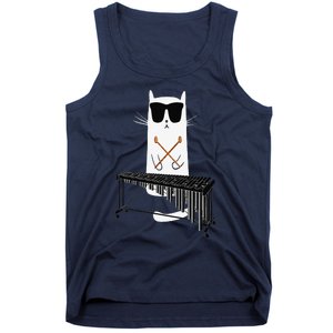 Funny Cat Wearing Sunglasses Playing Marimba Tank Top