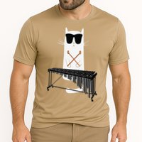 Funny Cat Wearing Sunglasses Playing Marimba Cooling Performance Crew T-Shirt