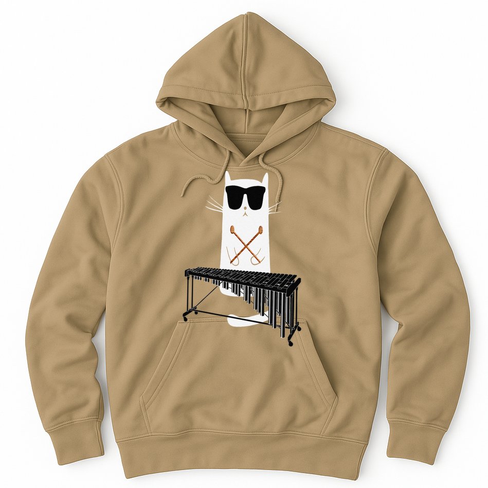 Funny Cat Wearing Sunglasses Playing Marimba Hoodie